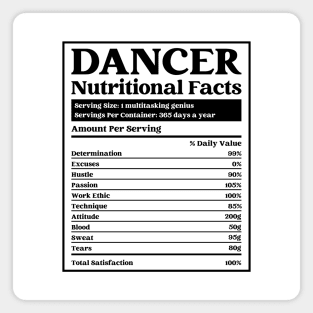 Dancer Nutrition Facts Funny Dancer and Dancing Magnet